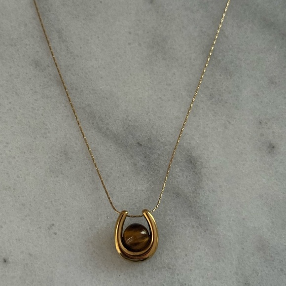 Modest Lu Jewelry - Gold Amber Tiger Eye Pendant Necklace
Brand New